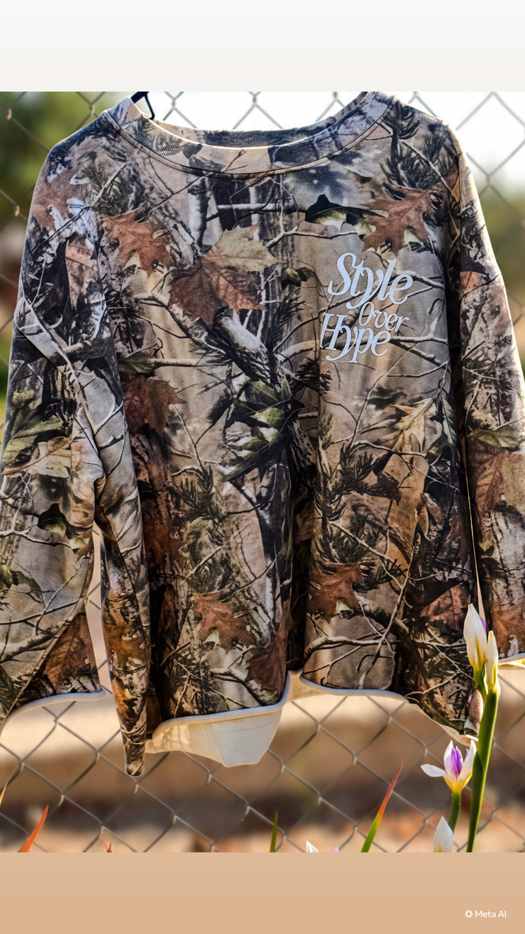 Oversized Cropped Hunting Camo Crewneck