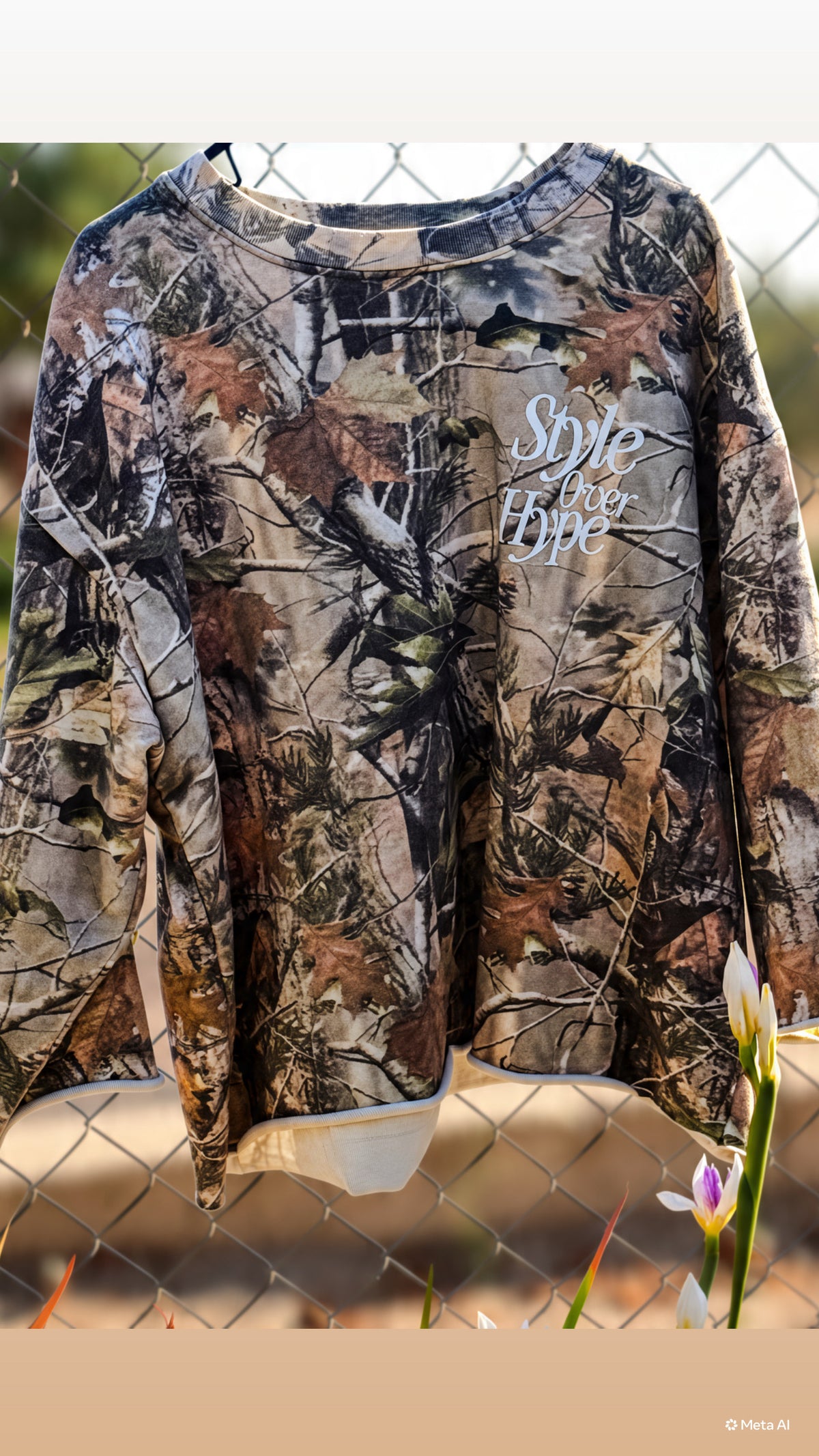 Oversized Cropped Hunting Camo Crewneck